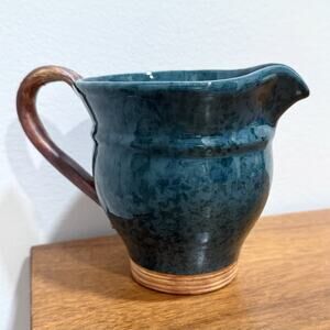 Ellen Evans Terrafirma Pottery Small Pitcher Green Terracotta 4 1/2" Signed 1998
